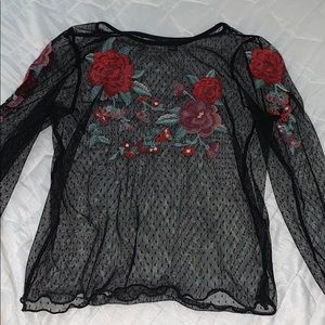 American Eagle Mesh Top with Embroidery